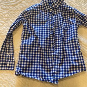 Boys Lands End Blue Gingham Shirt Small